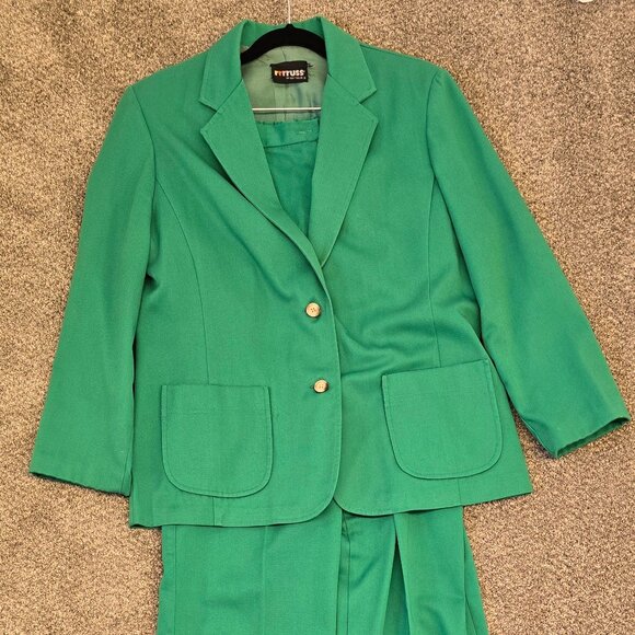 Vintage Rrrruss Green Pant Suit Set, Size Med, Div Russ Togs - Picture 1 of 13